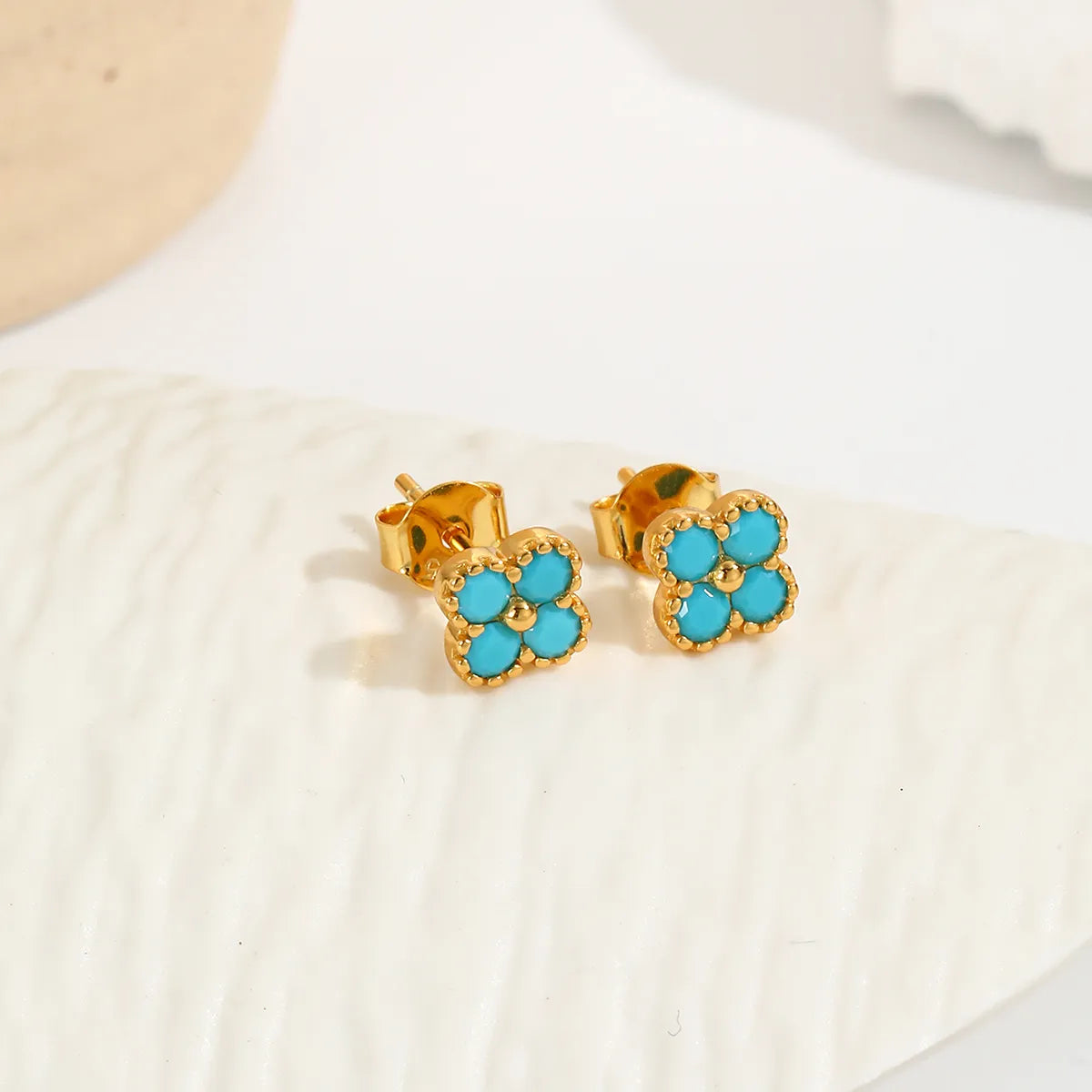 Gold Turquoise Clover Necklace