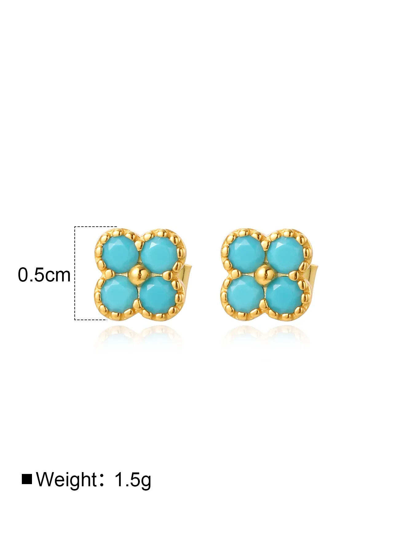 Gold Turquoise Clover Earrings