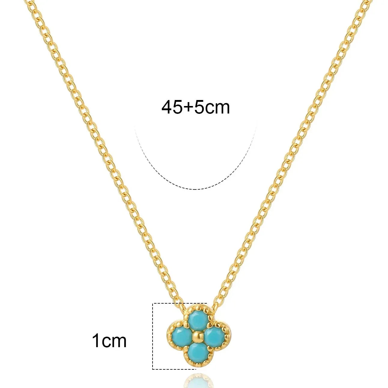 Gold Turquoise Clover Necklace