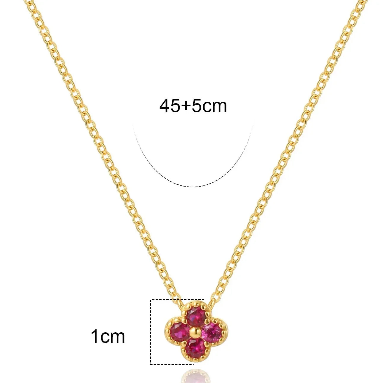 Gold Ruby Clover Necklace