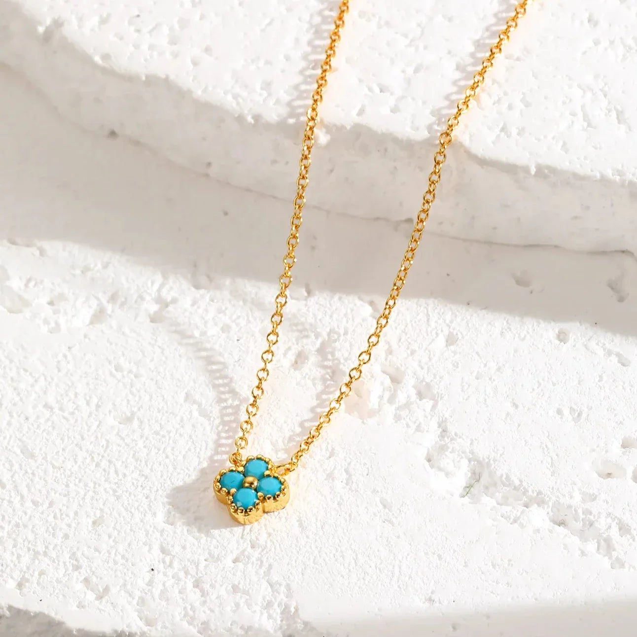 Gold Turquoise Clover Earrings