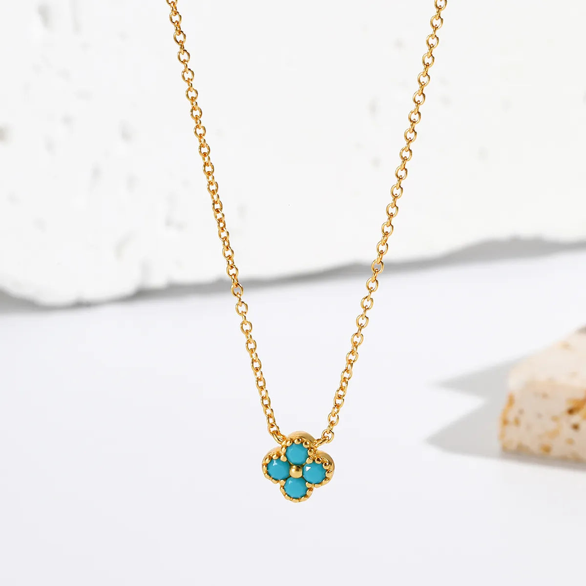Gold Turquoise Clover Necklace