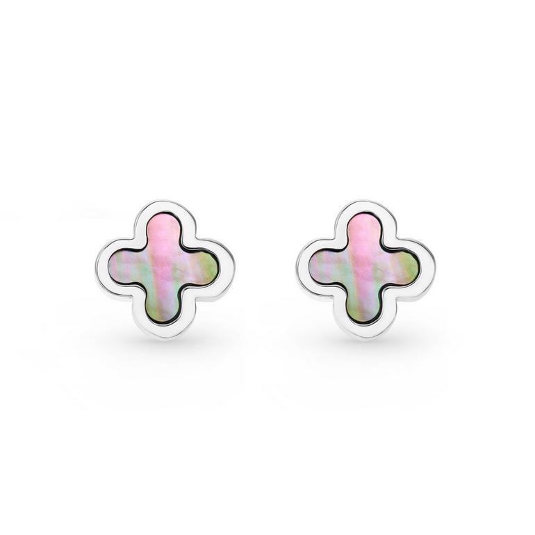 Silver Mother Of Pearl Clover Earrings
