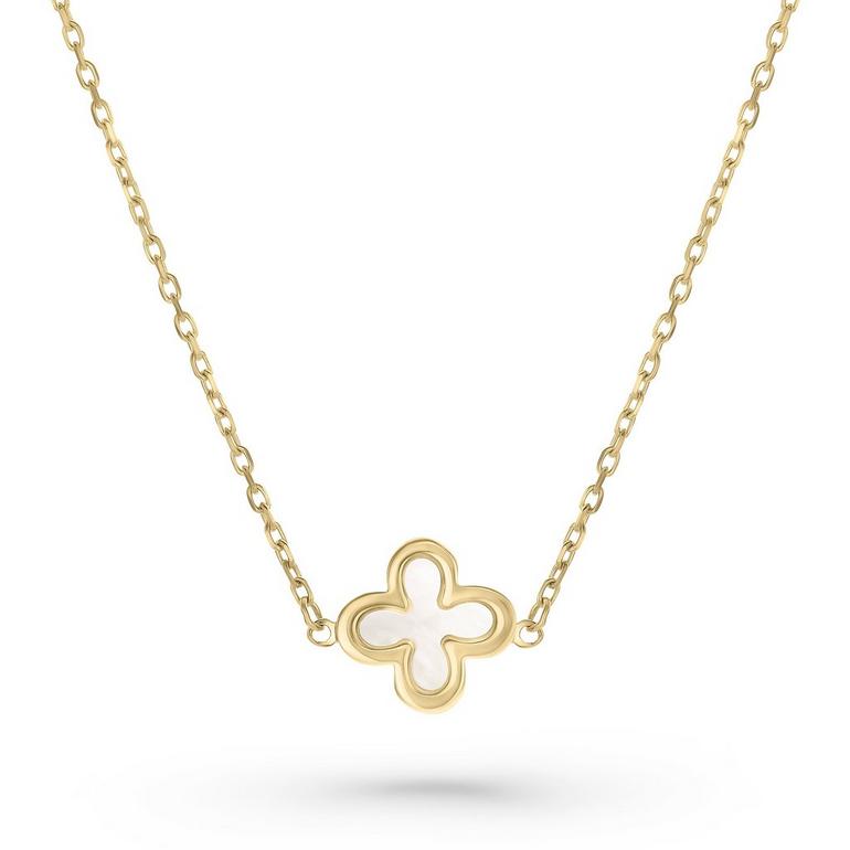 Gold Mother Of Pearl Clover Necklace
