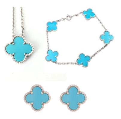 Four Leaf Clover Jewelry Set 18K Gold / Silver