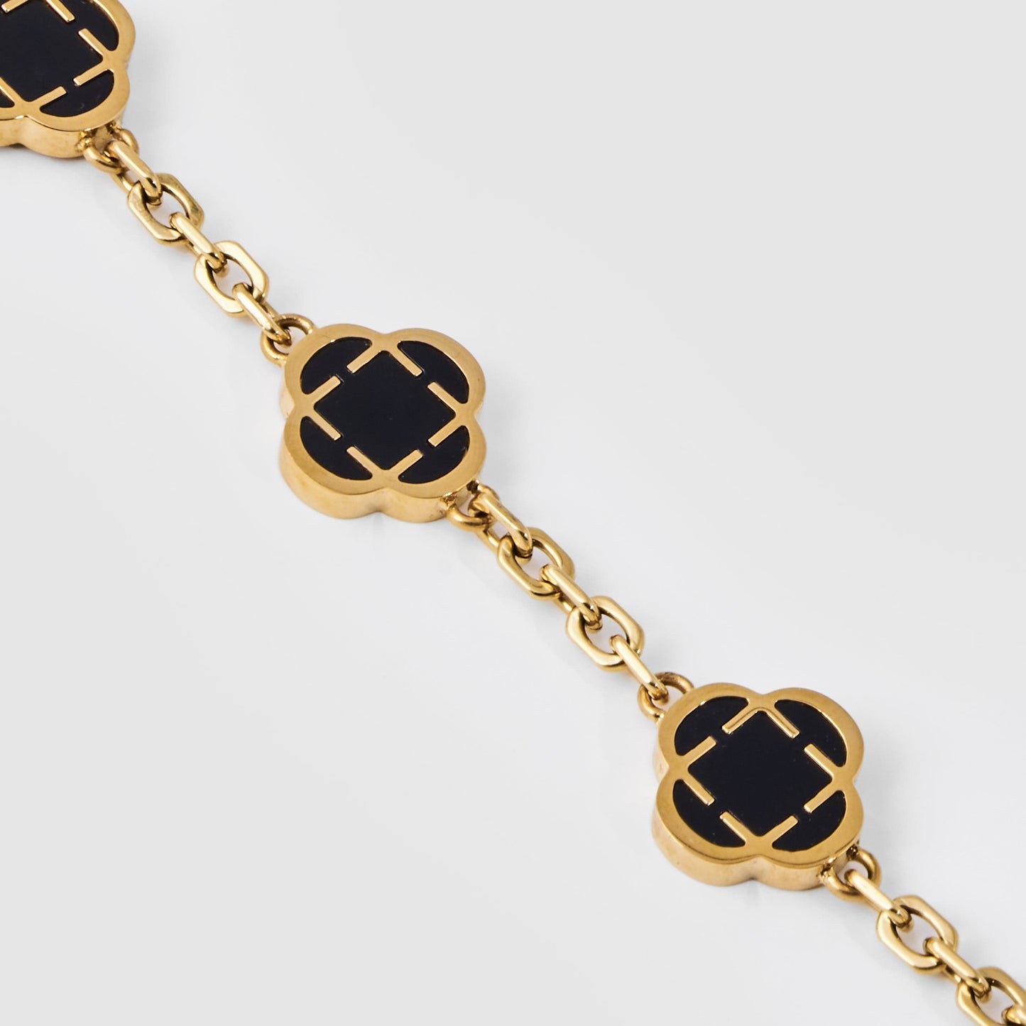 Silver Onyx Clover Bracelet