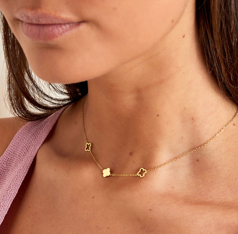 Trio Clover Necklace + Bracelet GIFT SET