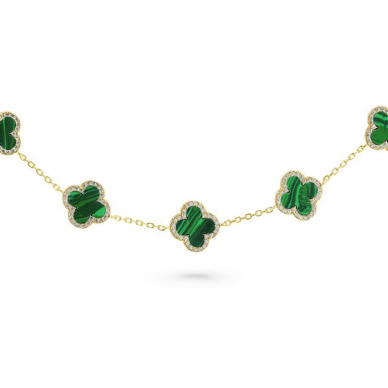 Gold Malachite Clover Bracelet