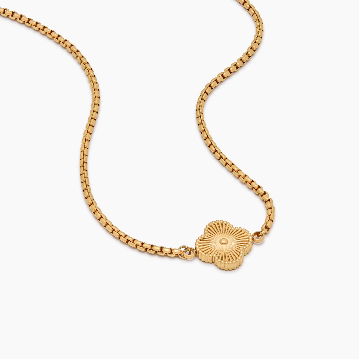 Gold Mother Of Pearl Clover Minimalist Initial Necklace