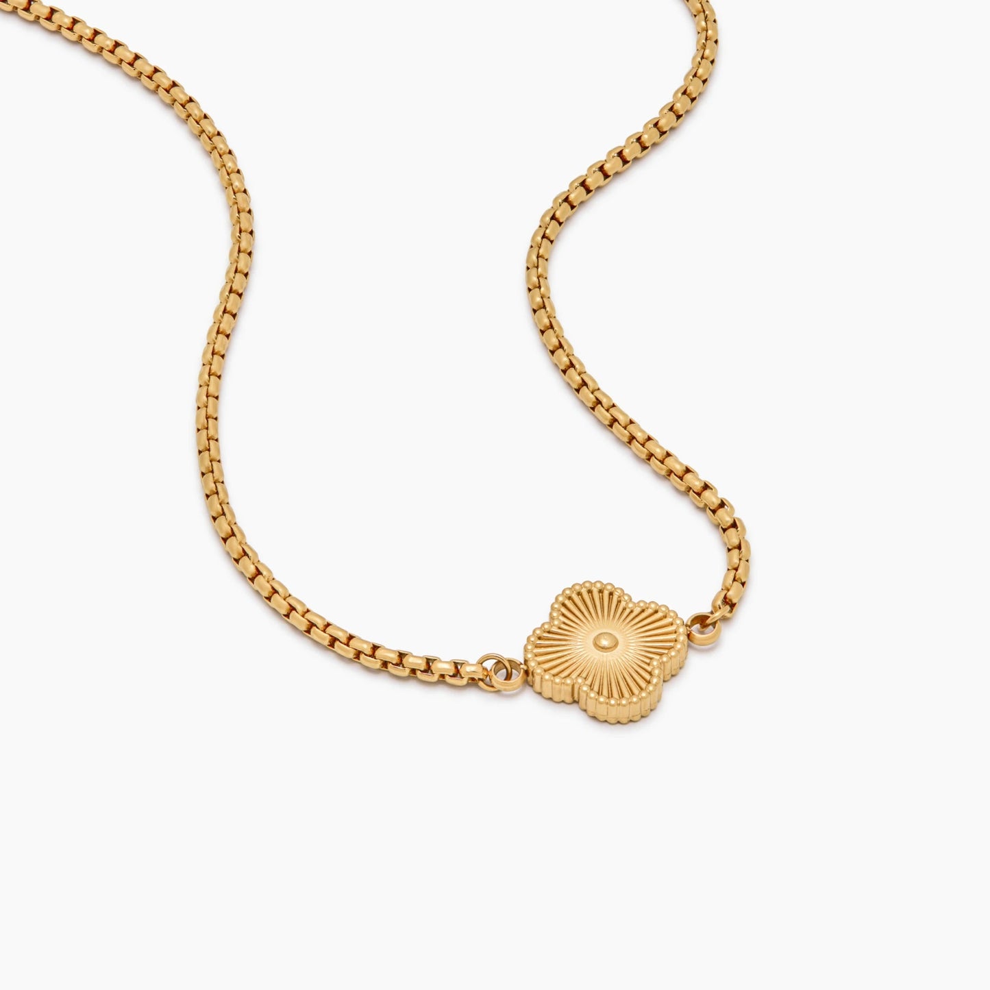 Gold Mother Of Pearl Clover Minimalist Necklace