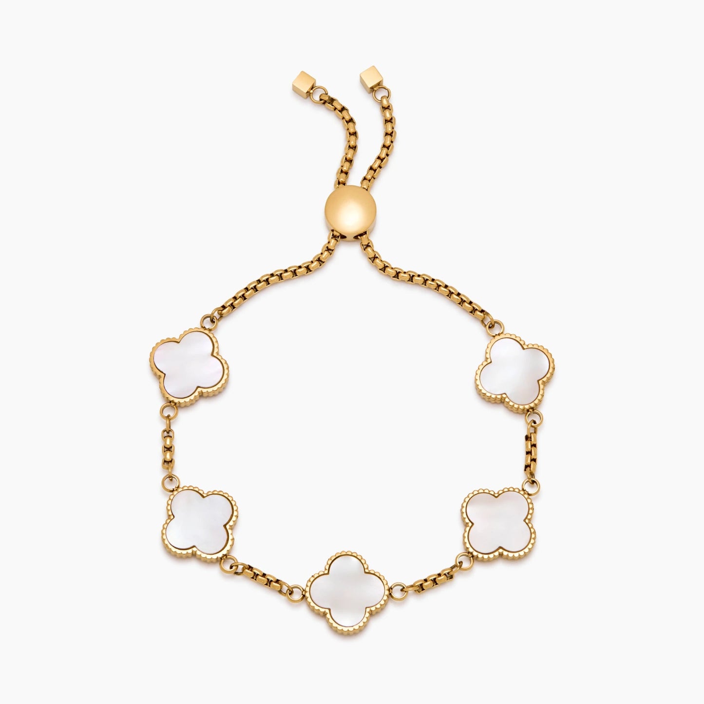Gold Mother of Pearl Clover Minimalist Bracelet