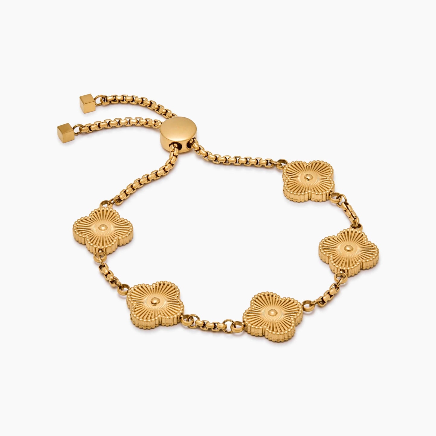Gold Mother of Pearl Clover Minimalist Bracelet