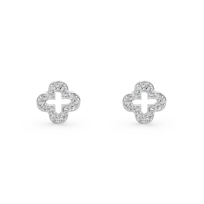 Sparkling Silver Mother Of Pearl Clover Earrings
