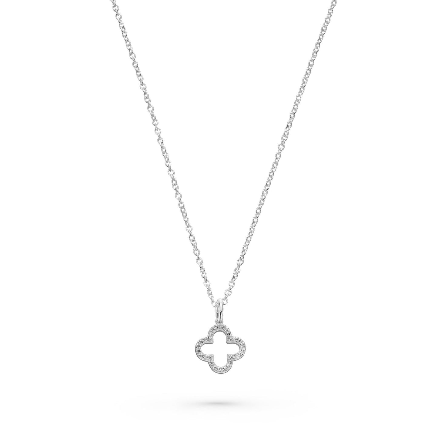 Silver Open Clover Necklace