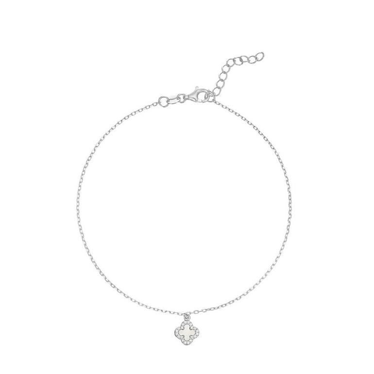 Silver Mother of Pearl Single Clover Bracelet