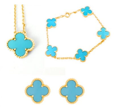 Four Leaf Clover Jewelry Set 18K Gold / Silver