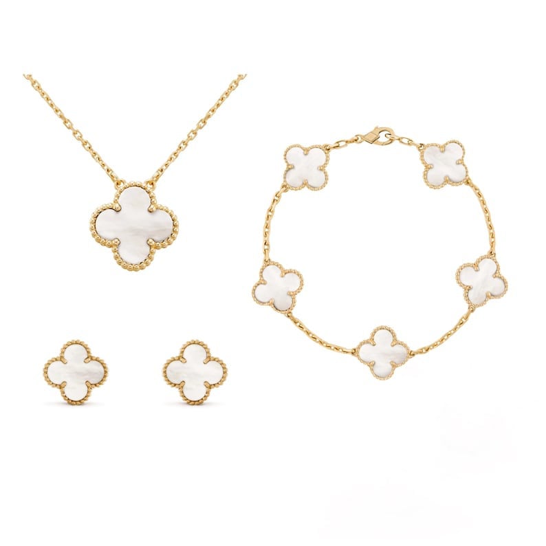 Four Leaf Clover Jewelry Set 18K Gold / Silver