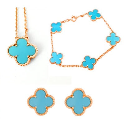 Four Leaf Clover Jewelry Set 18K Gold / Silver