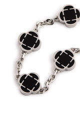 Silver Onyx Clover Bracelet