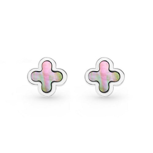 Silver Mother Of Pearl Clover Earrings