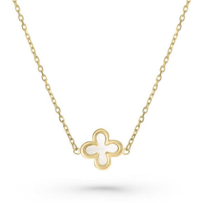 Gold Mother Of Pearl Clover Necklace