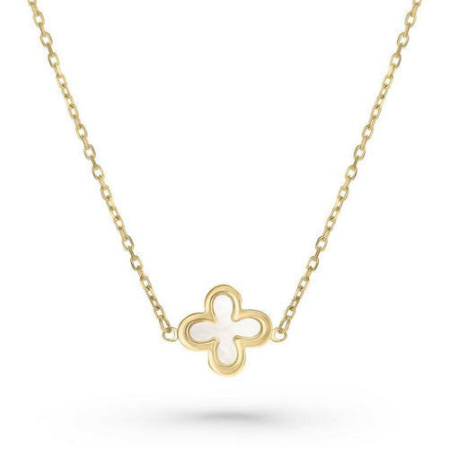 Gold Mother Of Pearl Clover Necklace