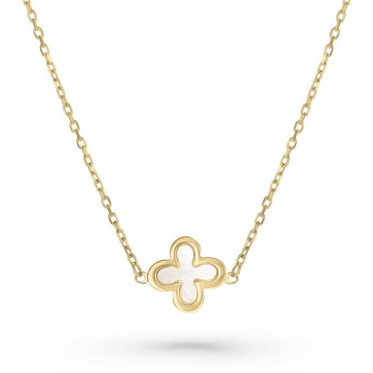 Gold Mother Of Pearl Clover Necklace