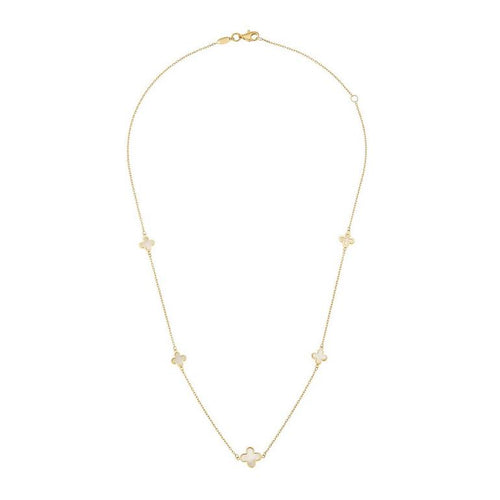 Gold Mother Of Pearl Five Clover Necklace