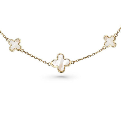 Gold Mother of Pearl Six Clover Bracelet