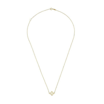 Gold Mother Of Pearl Clover Necklace