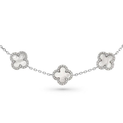 Silver Mother of Pearl Clover Bracelet
