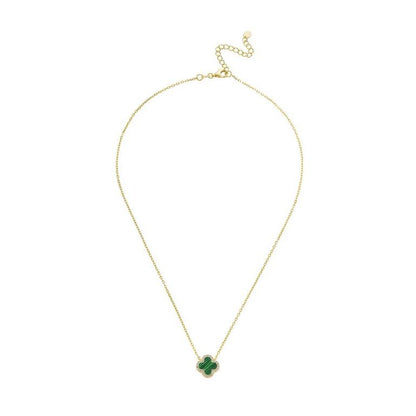 Gold Malachite Clover Necklace