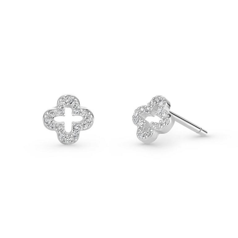 Sparkling Silver Mother Of Pearl Clover Earrings