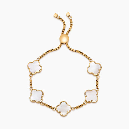 Gold Mother of Pearl Clover Minimalist Bracelet