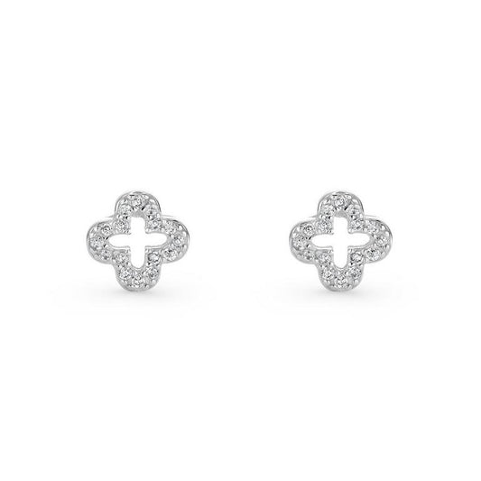 Sparkling Silver Mother Of Pearl Clover Earrings