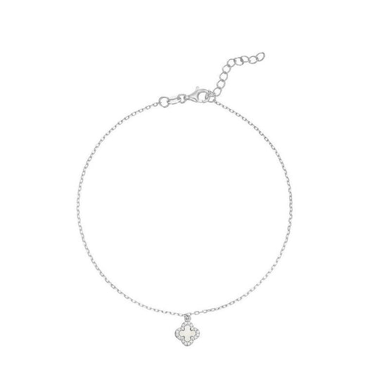 Silver Mother of Pearl Single Clover Bracelet