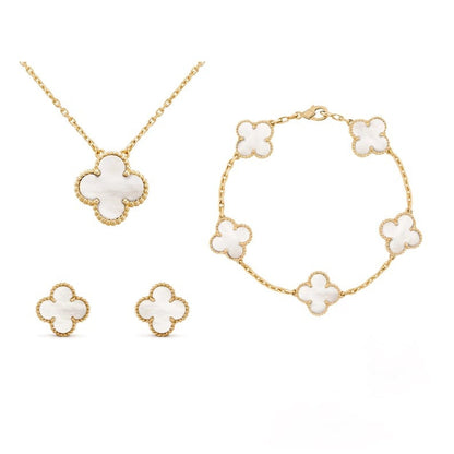 Four Leaf Clover Jewelry Set 18K Gold / Silver