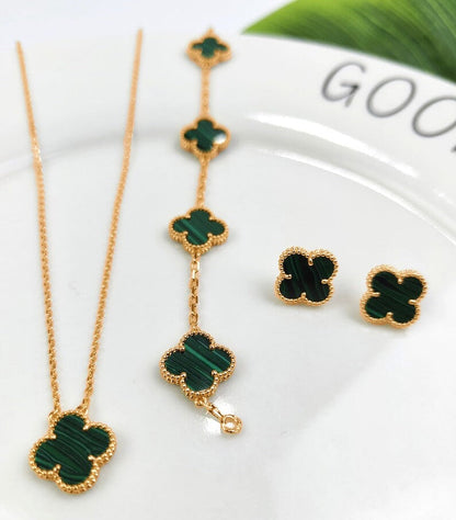 Four Leaf Clover Jewelry Set 18K Gold / Silver